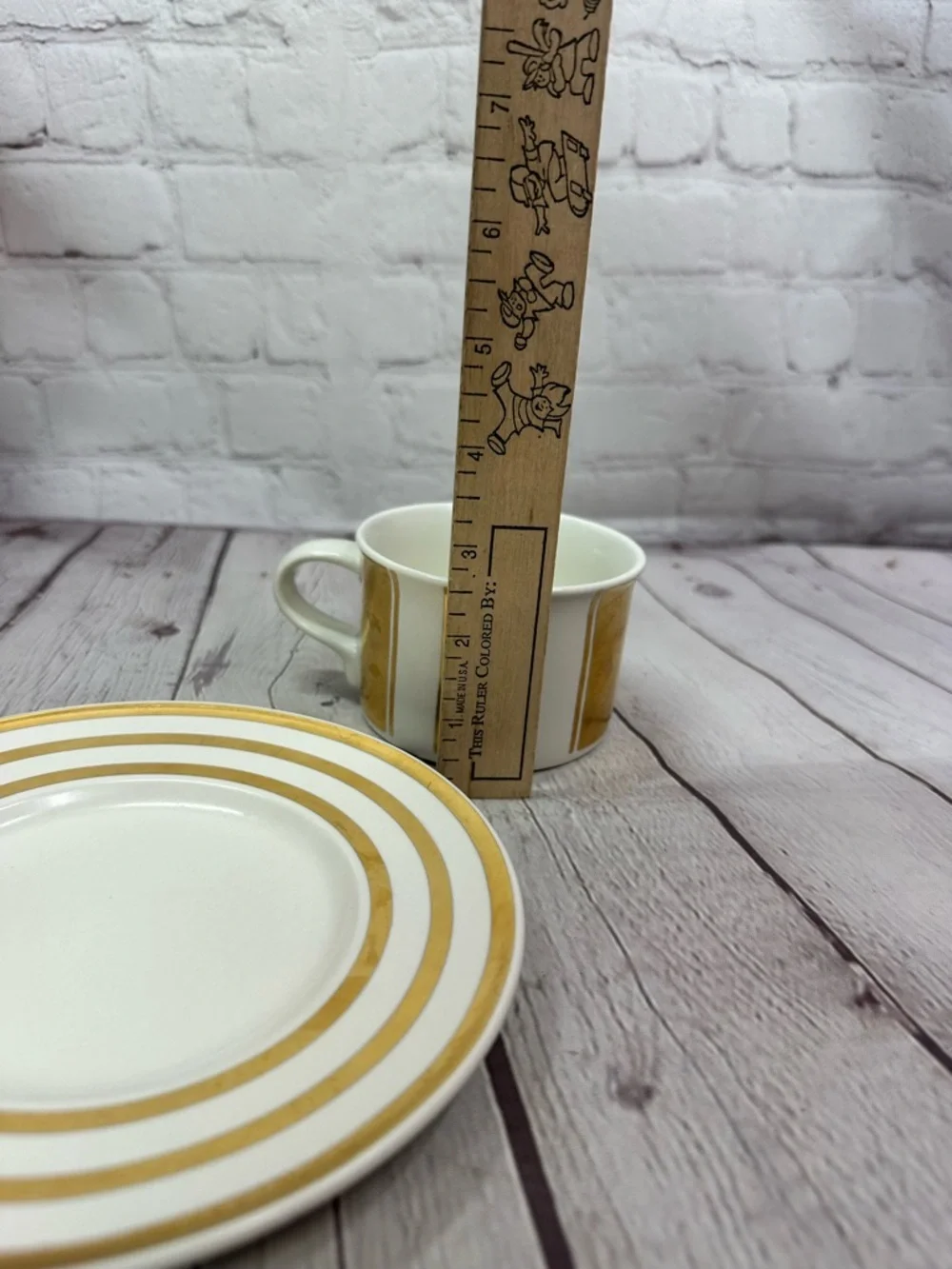 Fifth Avenue by Mikasa Flat Demitasse Cup & Saucer Set gold cream stripe